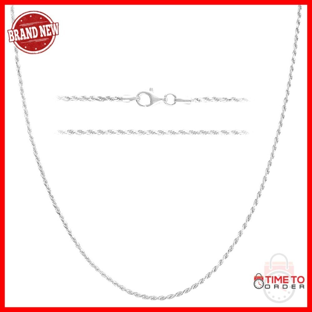 Sterling Silver Rope Chain Necklace 1.6mm Diamond Cut 18 Inch